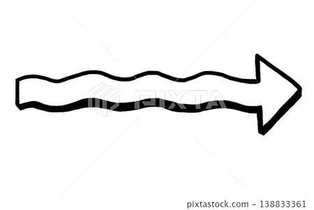 Wavy arrow material drawn with a pen 138833361