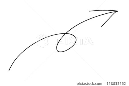 Hand-drawn arrow material with a curve drawn in pencil 138833362