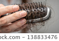Hair Loss Problem, Hair in Brush Close Up, Alopecia and Hair Shedding Concept 138833476