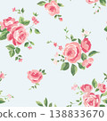 Vintage English Garden Rose Seamless Pattern Watercolor Floral Romantic Botanical Design 138833670