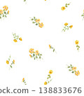 Cottagecore Watercolor Sunflower Seamless Pattern Small Floral Rustic Countryside Botanical Design 138833676