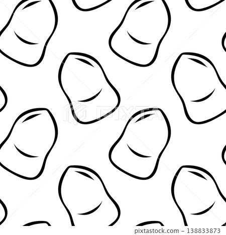 Makeup sponge, minimalist doodle pattern for beauty packaging or skincare illustrations. Simple black and white repeat for cosmetic product design Makeup sponge, minimalist doodle pattern for beauty packaging or skincare illustrations. Simple black and white repeat for cosmetic product design 138833873