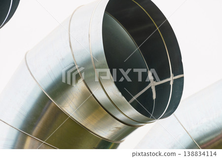 Metal gutter, ventilator, car exhaust 138834114