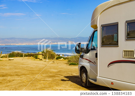 Rv motor home camping on beach, Costa Blanca in Spain 138834183