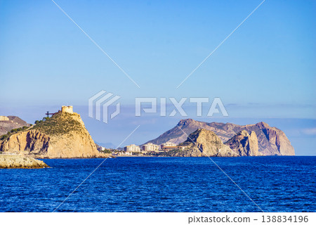 Coastline with castle on cliff, Aguilas, Spain Coastline with castle on cliff, Aguilas, Spain 138834196