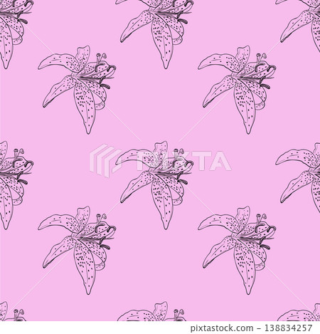 Lilyl ink graphic flowers seamless pattern 138834257