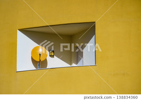 Satellite dish on house building Satellite dish on house building 138834360