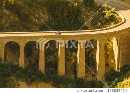 Road and viaduct from Granatilla viewpoint, Spain 138834414