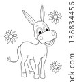 Cute cartoon donkey coloring page 138834456