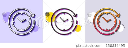 Time change line icon. Halftone dotted pattern. Gradient icon with grain shadow. Clock sign. Watch symbol. Line time change icon. Various designs. Vector Time change line icon. Halftone dotted pattern. Gradient icon with grain shadow. Clock sign. Watch symbol. Line time change icon. Various designs. Vector 138834495