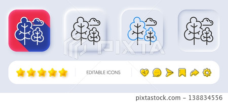 Tree line icon. Neumorphic, Flat shadow, 3d buttons. Forest plants sign. Nature symbol. Line tree icon. Social media icons. Vector 138834556