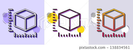 Package size line icon. Halftone dotted pattern. Gradient icon with grain shadow. box dimension sign. Parcel measurement symbol. Line package size icon. Various designs. Vector Package size line icon. Halftone dotted pattern. Gradient icon with grain shadow. box dimension sign. Parcel measurement symbol. Line package size icon. Various designs. Vector 138834561