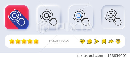Seo target line icon. Neumorphic, Flat shadow, 3d buttons. Search engine optimization sign. Click aim symbol. Line seo target icon. Social media icons. Vector Seo target line icon. Neumorphic, Flat shadow, 3d buttons. Search engine optimization sign. Click aim symbol. Line seo target icon. Social media icons. Vector 138834601