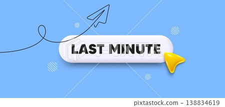 Last minute deal search bar. Share plane line icon. Last minute deal. Special price offer sign. Advertising discounts symbol. Search button with 3d cursor. Vector 138834619