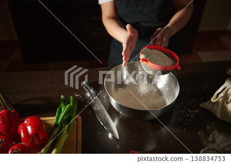 Top view of ingredients for cooking dough with vegetables on kitchen table Top view of ingredients for cooking dough with vegetables on kitchen table 138834753