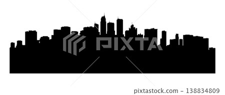 black and white city silhouette without background black and white city silhouette without background 138834809
