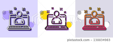 Best manager line icon. Halftone dotted pattern. Gradient icon with grain shadow. Business management sign. Agent symbol. Line best manager icon. Various designs. Vector 138834983