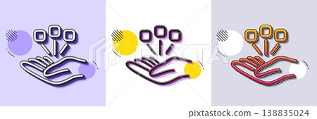 Consolidation line icon. Halftone dotted pattern. Gradient icon with grain shadow. Business strategy sign. Line consolidation icon. Various designs. Vector 138835024