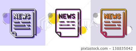 Fake news line icon. Halftone dotted pattern. Gradient icon with grain shadow. Propaganda conspiracy newspaper sign. Wrong truth symbol. Line fake news icon. Various designs. Vector 138835042