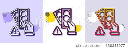 Bribe line icon. Halftone dotted pattern. Gradient icon with grain shadow. Money fraud crime sign. Cash scam symbol. Line bribe icon. Various designs. Vector 138835077