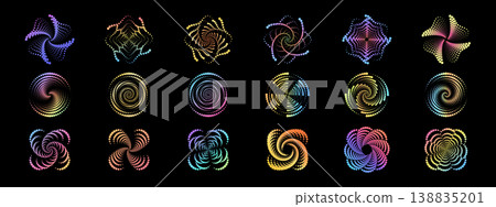 Radial halftone design featuring concentric rings and gradient waves. Modern abstract background with geometric shapes, perfect for branding, posters, and digital artwork. 138835201