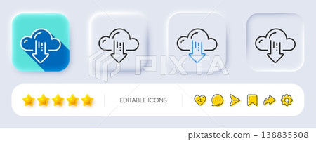 Cloud computing download line icon. Neumorphic, Flat shadow, 3d buttons. Internet data storage sign. File hosting technology symbol. Line cloud download icon. Social media icons. Vector Cloud computing download line icon. Neumorphic, Flat shadow, 3d buttons. Internet data storage sign. File hosting technology symbol. Line cloud download icon. Social media icons. Vector 138835308