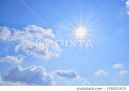 藍天白雲，陽光直射，自由空間影像（修復照片） 138835410