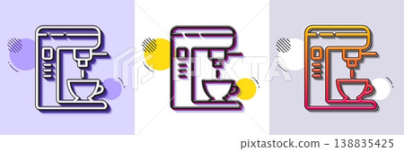 Coffee maker line icon. Halftone dotted pattern. Gradient icon with grain shadow. Vending machine sign. Make tea symbol. Line coffee maker icon. Various designs. Vector Coffee maker line icon. Halftone dotted pattern. Gradient icon with grain shadow. Vending machine sign. Make tea symbol. Line coffee maker icon. Various designs. Vector 138835425