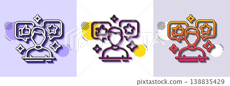 Social media line icon. Halftone dotted pattern. Gradient icon with grain shadow. Influence sign. Media specialist symbol. Line social media icon. Various designs. Vector Social media line icon. Halftone dotted pattern. Gradient icon with grain shadow. Influence sign. Media specialist symbol. Line social media icon. Various designs. Vector 138835429