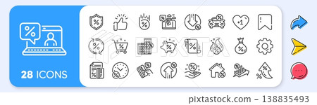 Loan line icons. Interest rate, AI generate, Inflation icons. Set of Investment, Interest rate and Percentage diagram linear icons. Vector Loan line icons. Interest rate, AI generate, Inflation icons. Set of Investment, Interest rate and Percentage diagram linear icons. Vector 138835493