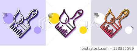 Paint brush line icon. Halftone dotted pattern. Gradient icon with grain shadow. Wall paintbrush sign. Creative drawing art symbol. Line brush icon. Various designs. Vector 138835599