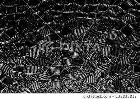 Black glass dark surface abstract mosaic pattern texture background dark structure backdrop 138835812