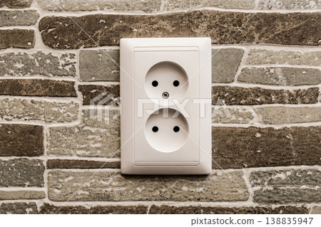 Dual power socket connecting electrical appliances home energy wall house 138835947