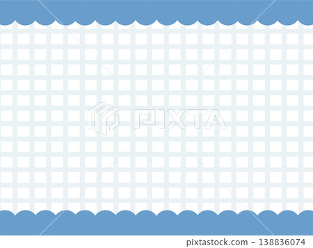 Checkered pattern and scalloped trim background material 138836074