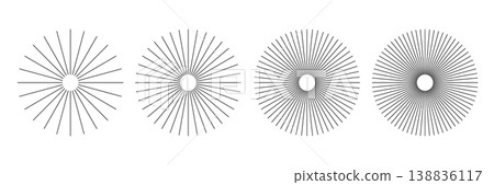 Radial circle lines. Circular radiating lines geometric element sun burst shape Radial circle lines. Circular radiating lines geometric element sun burst shape 138836117