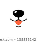 Dog tongue smile face icon. Happy puppy cat tongue face mouth cartoon cute animal vector icon. 138836142