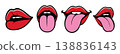 Stylized lips with tongue sticking out in playful expressive pop art design. Lips pop art open mouth 138836143
