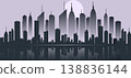 Modern city skyline silhouette gradient buildings reflection effect. City skyline metropolis 138836144