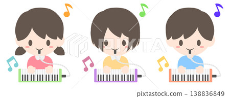A child playing a melodica 138836849