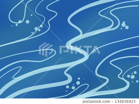 Deep blue background with smooth white flowing lines, ocean waves and sea movement, wind effect and sense of depth, abstract marine illustration for wallpaper, spa design, relaxation, summer branding 138836925