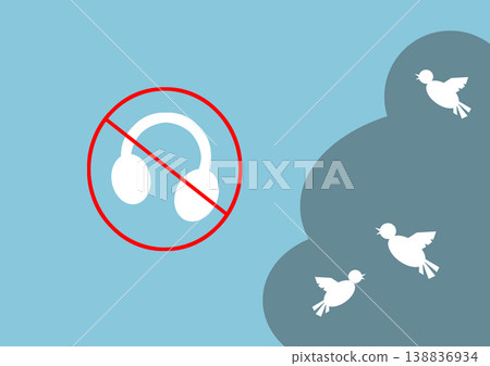Crossed headphones near tree with birds symbolizing digital detox Crossed headphones near tree with birds symbolizing digital detox 138836934