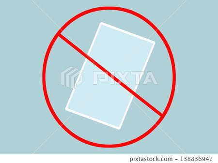 Blue background with white smartphone crossed by red prohibition sign digital Blue background with white smartphone crossed by red prohibition sign digital 138836942