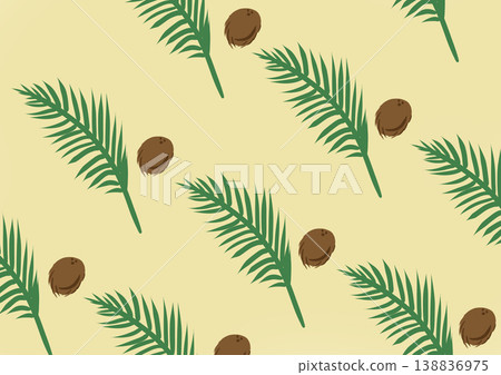 Yellow background with fresh green tropical leaves, exotic botanical design 138836975