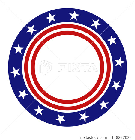 American patriotic circular frame with white stars on blue and red round borders. Vector illustration American patriotic circular frame with white stars on blue and red round borders. Vector illustration 138837023