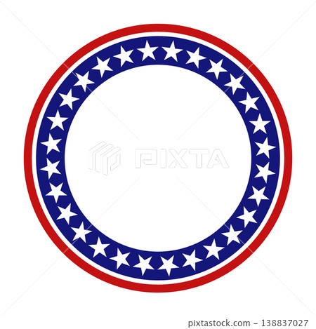 American patriotic circular frame with white stars on blue and red round borders. Vector illustration American patriotic circular frame with white stars on blue and red round borders. Vector illustration 138837027