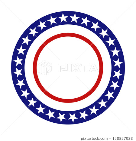 American patriotic circular frame with white stars on blue and red round borders. Vector illustration American patriotic circular frame with white stars on blue and red round borders. Vector illustration 138837028