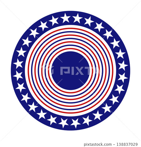 American patriotic circular frame with white stars on blue and red round borders. Vector illustration American patriotic circular frame with white stars on blue and red round borders. Vector illustration 138837029