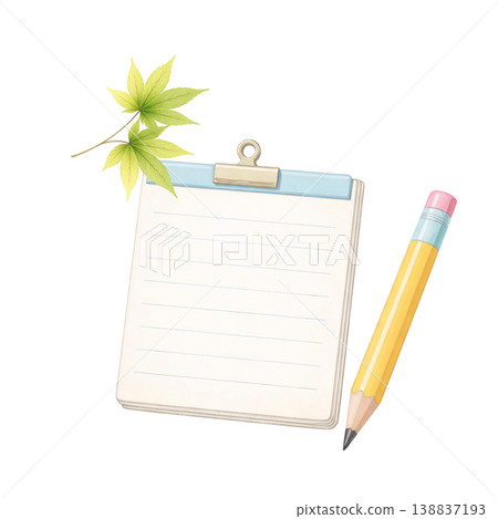 Notes and pencil watercolor illustration business resource 138837193