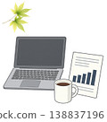 Laptop and documents, watercolor illustrations, work materials 138837196