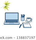 Desk set, watercolor illustration, business material. 138837197